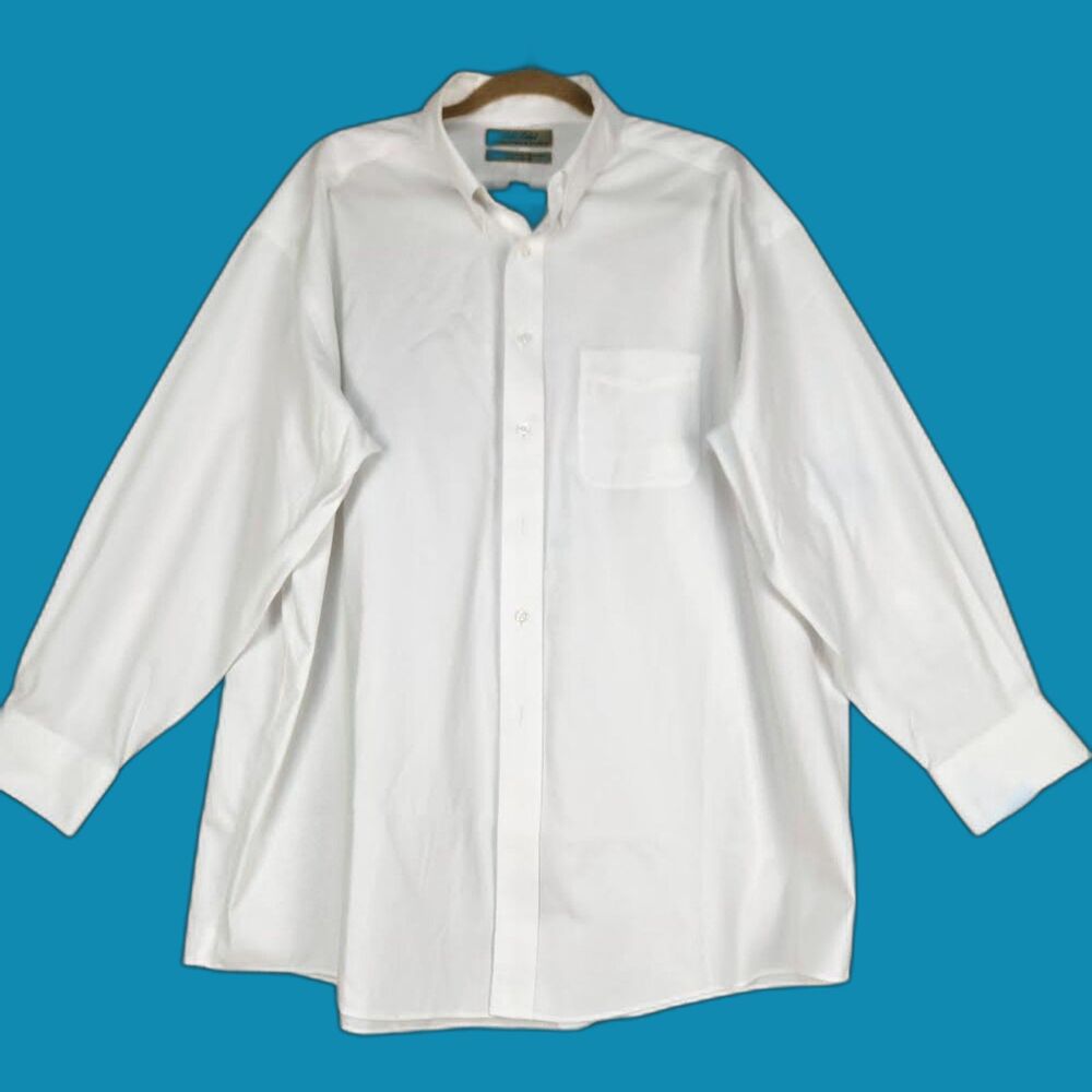 Rountree & Yorke Gold Label Men's Crisp White Dress Shirt Size 17.5/33 XL Preppy